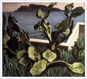 Guttuso - Cactus sul Golfo di Palermo 1978